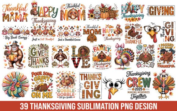 Alternative view of 39 Thanksgiving Sublimation PNG Design