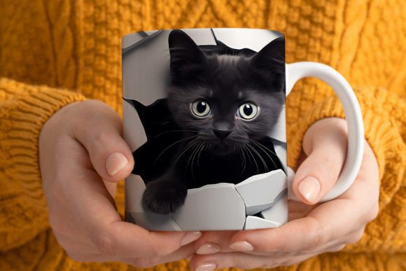 3D Black Cat Sublimation Mug Bundle - Image 2