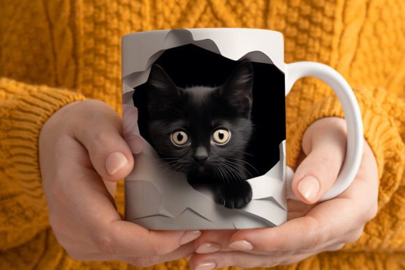 3D Black Cat Sublimation Mug Bundle - Image 5