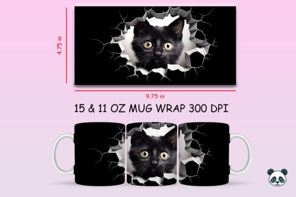 3D Black Cat Sublimation Mug Bundle - Image 6