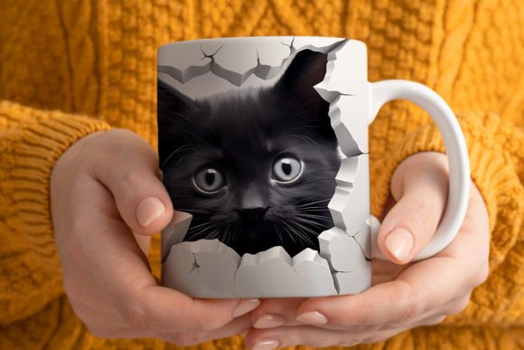 3D Black Cat Sublimation Mug Bundle - Image 8