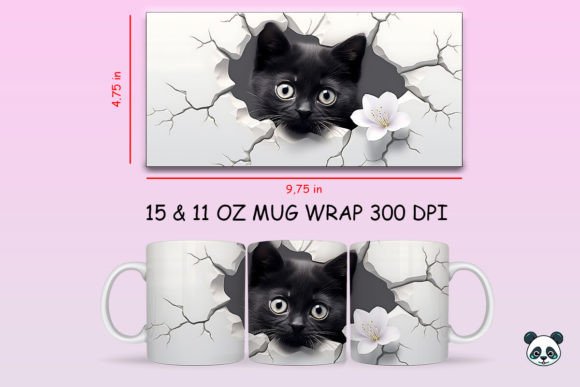 3D Black Cat Sublimation Mug Bundle - Image 9