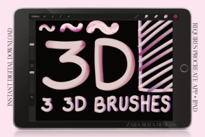 3D Brush Set - Procreate Monoline & Pens