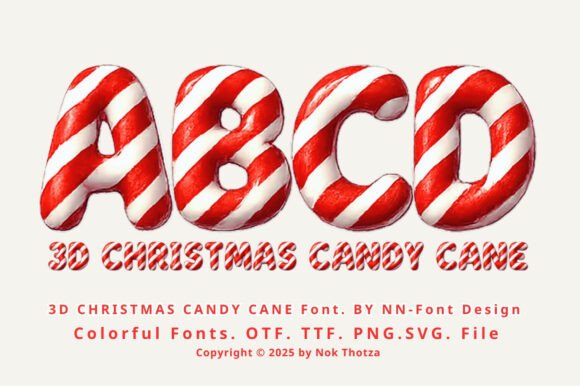 3d Christmas Candy Cane Font