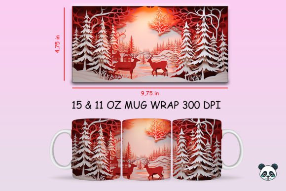 3D Christmas Mug Wrap Sublimation Bundle - Image 7
