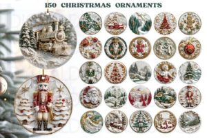 3D Christmas Ornaments Png, Christmas