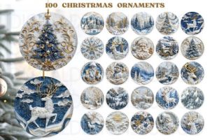 3D Christmas Ornaments Png,Blue Template