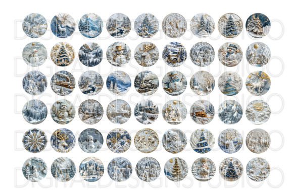 3D Christmas Ornaments Png,Blue Template - Image 2