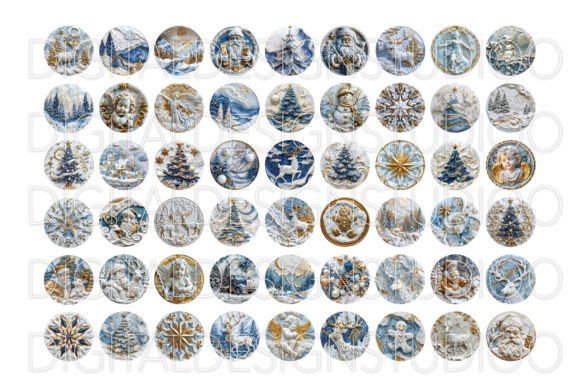 3D Christmas Ornaments Png,Blue Template - Image 3