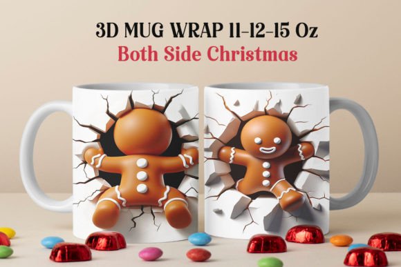 3D Ginger Man Christmas Mug Wrap