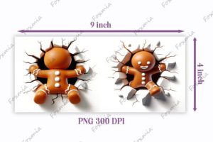 Alternative view of 3D Ginger Man Christmas Mug Wrap