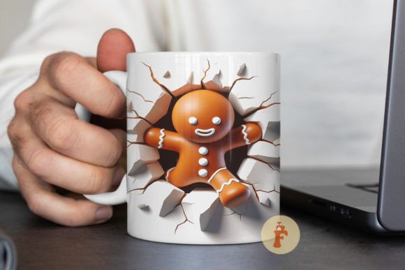 3D Ginger Man Christmas Mug Wrap - Image 3