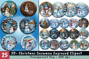 3D Snowman Christmas Ornaments Engraving