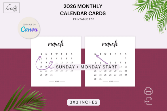 3x3 Monthly Calendar Cards - Image 2