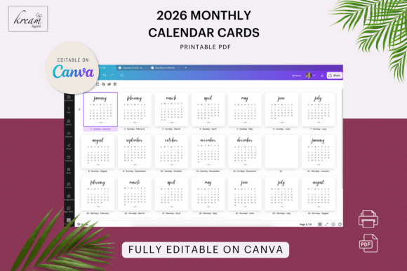 3x3 Monthly Calendar Cards - Image 3