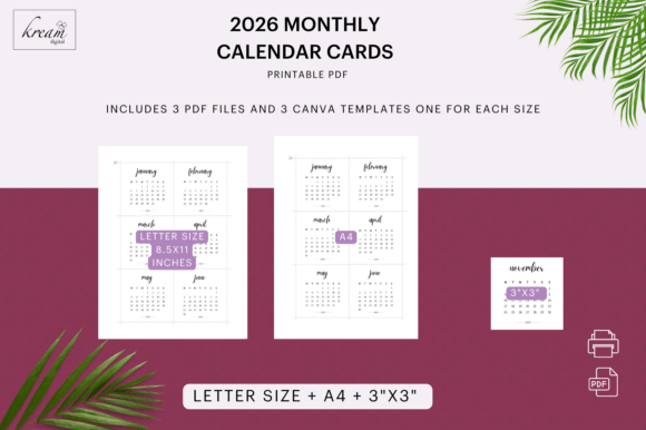 3x3 Monthly Calendar Cards - Image 4