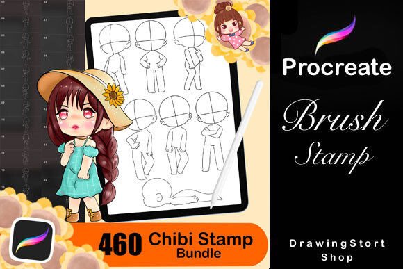 460 Procreate Chibi Stamp Brushes