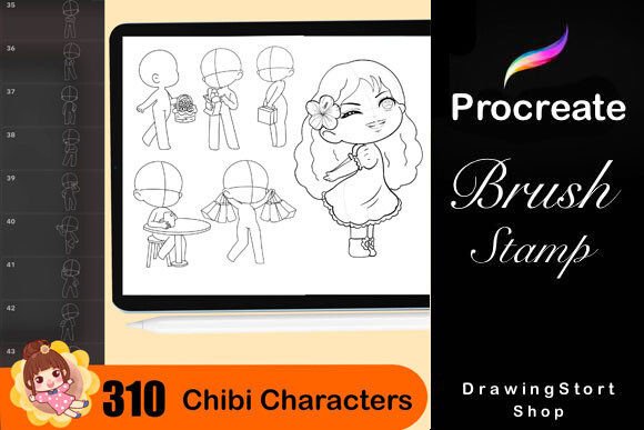 460 Procreate Chibi Stamp Brushes - Image 3