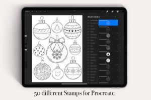 Alternative view of 50 Christmas Balls Procreate Stamps Brus