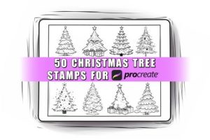 50 Christmas Trees Procreate Stamps Brus