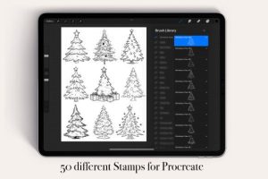 Alternative view of 50 Christmas Trees Procreate Stamps Brus
