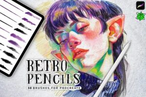 50 Retro Pencil Procreate Brushes