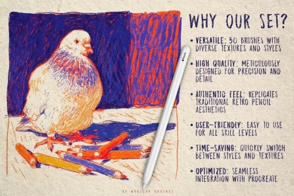 50 Retro Pencil Procreate Brushes - Image 2