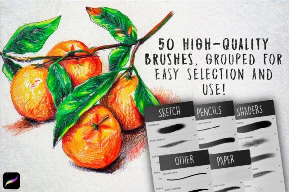 50 Retro Pencil Procreate Brushes - Image 3