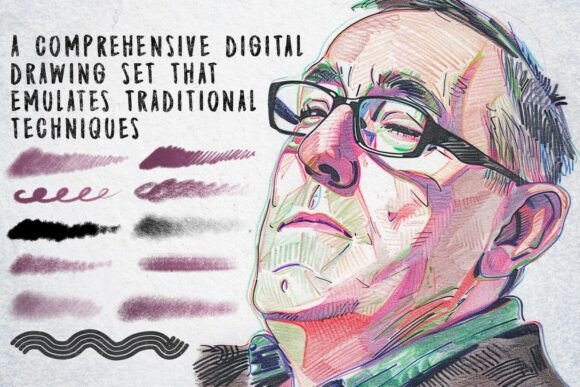 50 Retro Pencil Procreate Brushes - Image 5