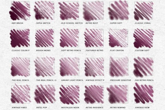 50 Retro Pencil Procreate Brushes - Image 7