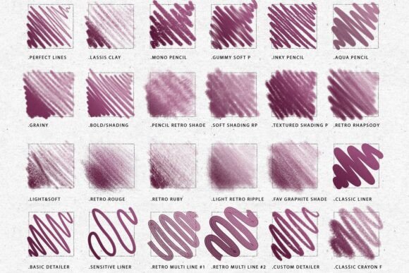 50 Retro Pencil Procreate Brushes - Image 8