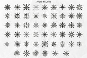 Alternative view of 50 Snowflakes SVG Line Art