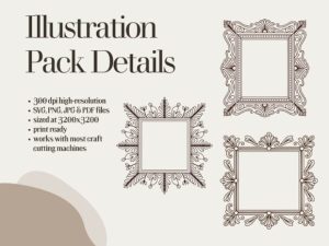 Alternative view of 50 Vintage Frame Illustrations SVG PNG