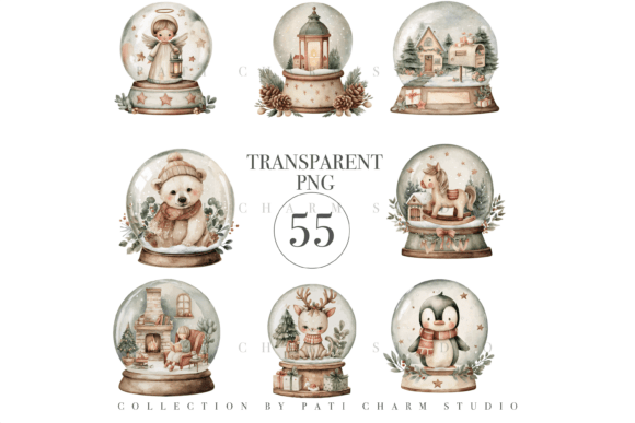 55 Watercolor Christmas Snow Globe