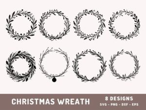 8 Christmas Wreath Svg, Xmas Wreath Png