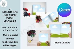9 Children’s Coloring Book Mockup