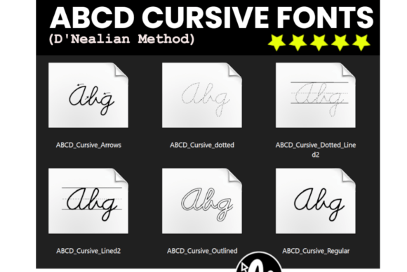 Abcd Cursive Handwriting Tracing Bundle Font - Image 2