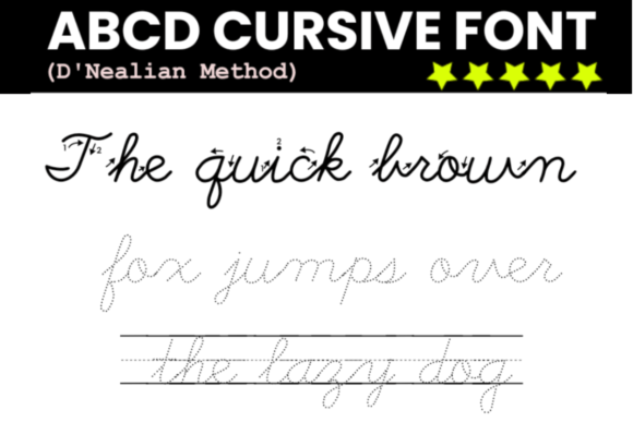 Abcd Cursive Handwriting Tracing Bundle Font - Image 4