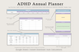 Alternative view of ADHD Life Planner for Google Sheet