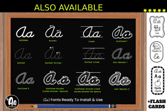 Abcd Cursive Handwriting Tracing Bundle Font - Image 5