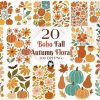 Abstract Boho Fall Autumn Floral Bundle