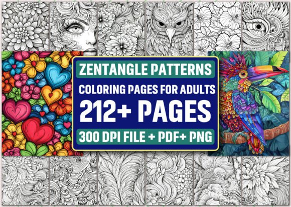 Adults Zentangle Patterns Coloring Pages