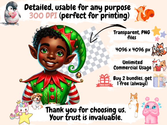 African American Christmas Clipart P1 - Image 4