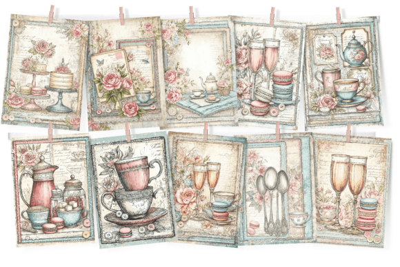 Afternoon Tea Junk Journal Papers - Image 2