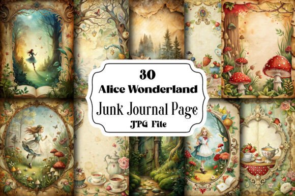 Alice Wonderland Junk Journal Page