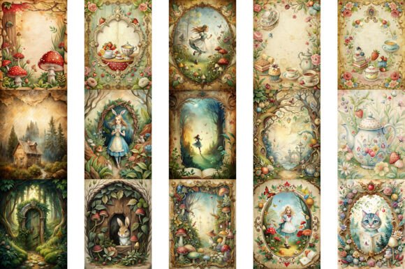 Alternative view of Alice Wonderland Junk Journal Page