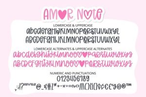 Alternative view of Amor Note Font