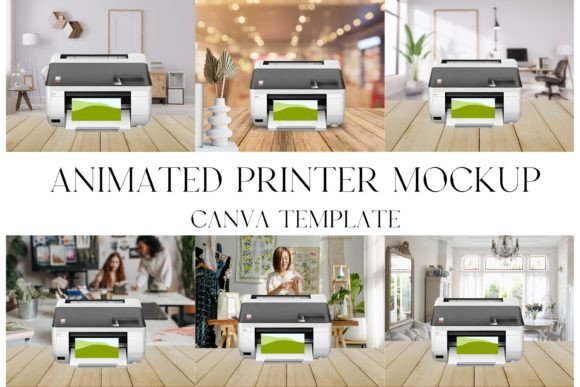 Animated Printer Mockup, Canva Mockup