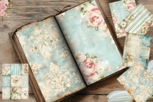 Alternative view of Aqua Blue Shabby Chic Digital Papers