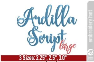 Ardilla Script Embroidery Font - Large